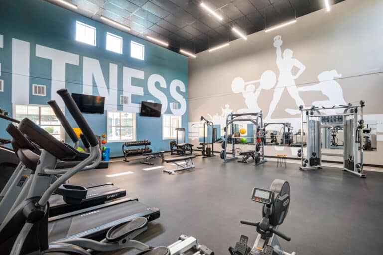 The new gym at our luxury Birkdale Village apartments.